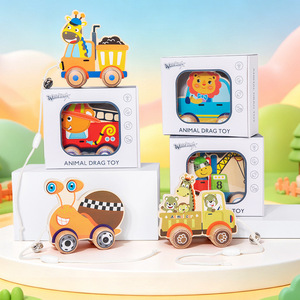 Juguete de arrastre de animales de madera Montessori, andador para bebés, coche de arrastre educativo temprano para niños pequeños, compañero de paseo para niños pequeños - Product Image 3