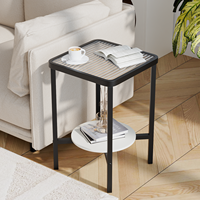 Table carrée en verre trempé de style moderne et simple, petite table d'appoint en fer pour appartement, salon, chevet ou canapé