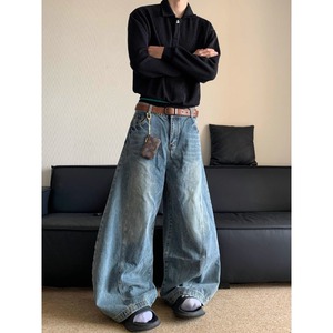 Jeans Casual da Donna Personalizzati Stile Retrò a Gamba Larga <span class=keywords><strong>con</strong></span> Tasche Grandi - Product Image 2