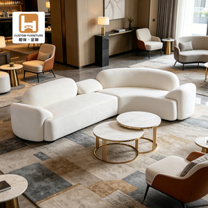 Canapé modulaire incurvé en tissu blanc moderne, style italien, pour salon, hall <span class=keywords><strong>d</strong></span>'hôtel, villa, appartement, écologique, sur mesure - Product Image 1