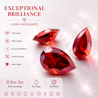 Moissanita suelta con forma de pera, recubierta de rojo, 0.5-3CT, con patrón de corazones y flechas, color Sangre de Pichón, certificada por GRA, venta al por mayor directa de fábrica para engaste.