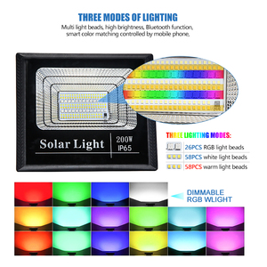 Nhà Máy Bán buôn 200 Wát năng lượng mặt trời ngoài trời không thấm nước điều khiển từ xa + điều khiển không dây RGB LED Flood Lights - Product Image 2