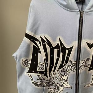 Sweat à capuche 100% coton épais de qualité supérieure avec émotion mixte Monster Looped avec impression Monster pour hommes et femmes - Product Image 5