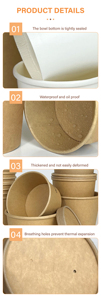 Gobelets en papier kraft jetables personnalisés de 8 oz, 12 oz, 16 oz, 26 oz, 32 oz, gobelets à salade et à <span class=keywords><strong>soupe</strong></span> avec couvercle - Product Image 4