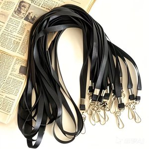 Flat Id <b>Lanyard</b> Black <b>Polyester</b> Metal Buckle Student Phone <b>Lanyard</b> Rotatable Badge Rope Custom Logo 1x45cm - Product Image 2