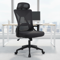 Chaise de bureau exécutive en mesh 3D avec accoudoirs, dossier haut, pivotante, ergonomique, idéale pour le bureau à domicile et les salles de réunion