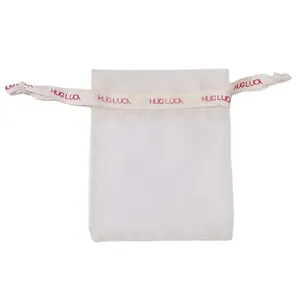 Hot bán tùy chỉnh kích cỡ in logo dây rút trang sức Túi Quà Tặng với in Ribbon Organza Pouch cho đóng gói