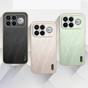 Nouvelle coque de téléphone en cuir uni avec cadre plaqué anti-traces de doigts pour <span class=keywords><strong>Redmi</strong></span> K90 K70 E K80 Pro pour POCO F8 Ultra X6 F7 F8 Pro - Product Image 1