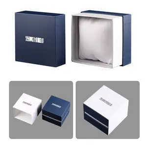 Skmei marka izle teneke kutular mavi renk kutu seti demir malzeme ile bir kapak orijinal kutu kare/düz şekil