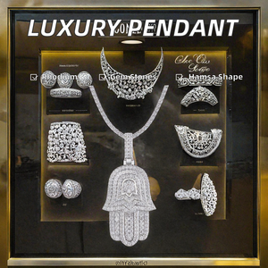 Colgante Hamsa de Lujo con Baño de Oro de 14K y Moissanita VVS1 de Corte Brillante, Joyería Zuanfa P6432 con Certificado GRA, Estilo Hip Hop para Raperos - Product Image 3