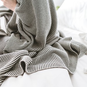 Nordic Luxury 100% Cotton <strong>Throw</strong> <strong>Blanket</strong> <strong>Black</strong> and White Geometric Pattern Super Soft Knit Western Style Home Decor - Product Image 6