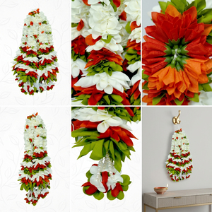 Guirnalda de Flores Artificiales Blancas y Naranjas, Decorativa, Colgante, para Bodas, Festivales, Templos, Decoración Floral para el Hogar - Product Image 6