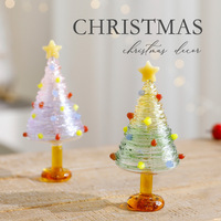 Mini ornements de Figurines d'arbre de Noël en verre d'art fait à la main pour la décoration de vacances et les cadeaux de festival