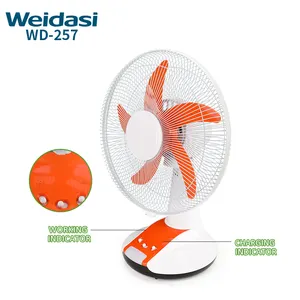 Manufacturer rechargeable table fan ac dc electric fan supplier 12 14 inches emergency table fan with light