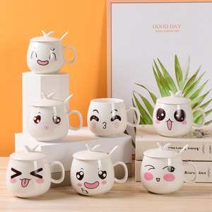 แก้วเซรามิคลายการ์ตูนแมวน่ารักพร้อมฝาและช้อน แก้วกาแฟนมพอร์ซเลนสำหรับเด็กผู้หญิง ของขวัญ OEM รับทำโลโก้ตามสั่ง - Product Image 6