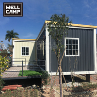 WELLCAMP Villa Contenedor Prefabricada Tipo L, Casa Desmontable de 3 o 2 Dormitorios, Fabricante para Hoteles y Resorts en Filipinas e India, en Venta