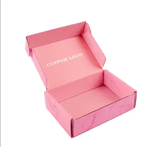 High Quality Custom Logo Cosmetics Skincare Clothes Dress Shipping Mailer Pink Box Luxury Corrugated Cardboard Paper Mailing Box