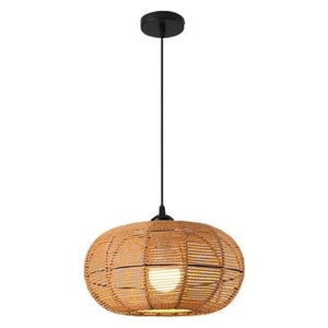 Lámpara colgante de jaula de cuerda Vintage para el hogar, cafetería, Bar, restaurante, tienda de ropa, candelabro, soporte E27, lámparas colgantes tejidas a mano - Product Image 5