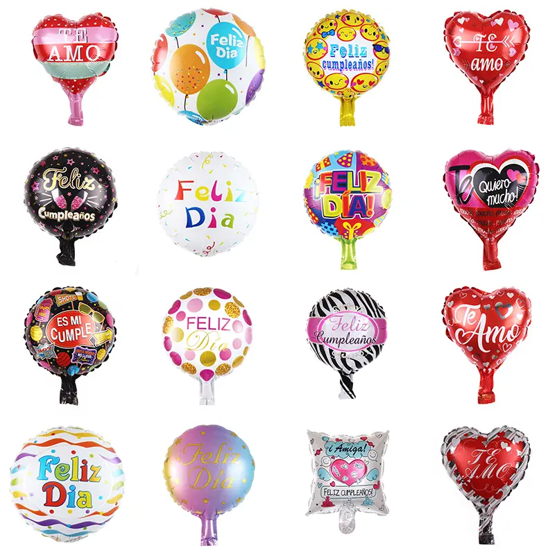 10 pollici cuore stella forma rotonda FELIZ CUMPLEANOS Te amo LOVE foil buon compleanno festa palloncino spagnolo globos
