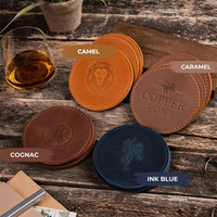 Sous-verres en cuir gravés sur mesure pour une protection élégante de la table, tapis de boisson personnalisés, accessoires de bar avec logo d'entreprise, cadeau de mariage