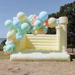 Château gonflable blanc pour mariage, château gonflable extérieur pour enfants et adultes, combo toboggan et château de mariage avec ballons - Product Image 2