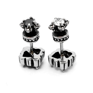 Pendientes de tuerca yunique, cuadrados negros, con circonita, engaste de garra, acero de titanio, estilo geométrico punk - Product Image 4