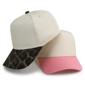 Women Men 5 Panel Wholesale <b>Plain</b> Blank Two Tone Black Beige in Stock <b>Baseball</b> <b>Cap</b> Golf Hat - Product Image 4