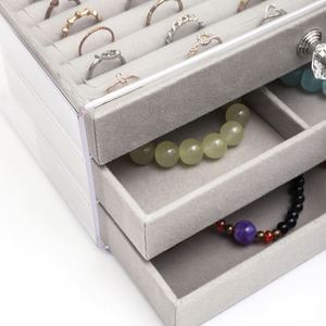 3 Layers Flock Jewelry <b>Storage</b> <b>Box</b> Earring Rings Necklaces Display Organizer - Product Image 4