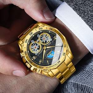 Montre mécanique à double tourbillon pour homme BINBOND, non automatique, à cadran ajouré, 44 mm, en acier inoxydable, style montre de business, étanche - Product Image 3