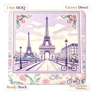 Ensemble de mahjong américain violet sur le thème de la vue sur Paris, comprenant un coffret de mahjong, un tapis de mahjong et un jeu de tuiles de mahjong. - Product Image 4