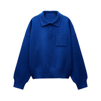 Vente en gros de pull en tricot de laine mélangée personnalisé pour femmes Polo Button Front Preppy Classic Knitwear Tricots de haute qualité pour l'hiver et le printemps