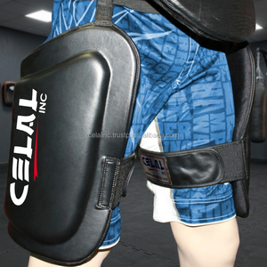 Muay Thai Leg Kick Pad-Thigh Guards Synthetic Leather Multi-Layer <b>Foam</b> <b>Padding</b> for Karate Training High Shock Absorb Maximum - Product Image 3