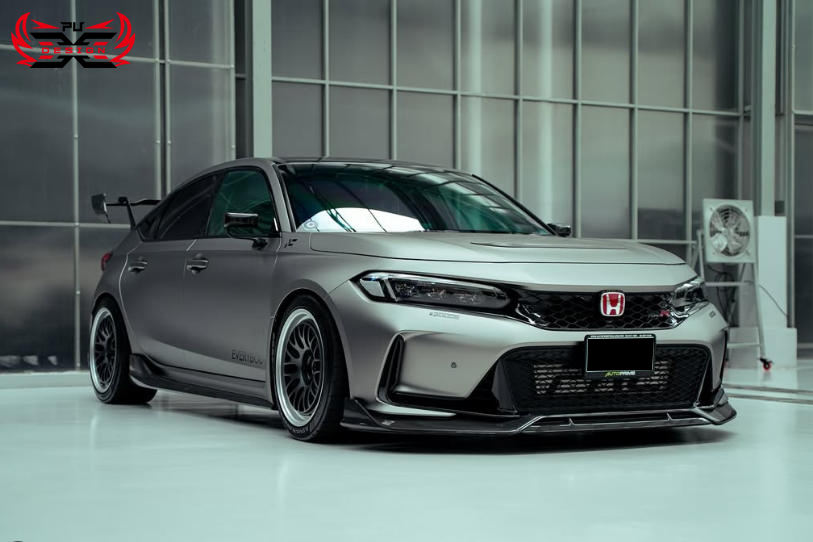 For for Type R FL5 Dry Carbon Fibre Bumper with Exhaust Cut-Outs Front ...