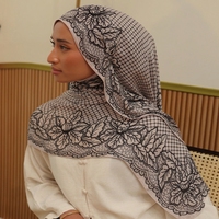 Hijab personnalisé en modal Vela, modèle tendance 2026, nouvelle collection, qualité supérieure, 100% coton modal, foulard musulman imprimé en modal avec dentelle