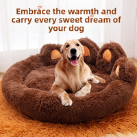 Lit pour animaux de compagnie en peluche, forme de patte d'ours, portable, personnalisable avec logo, vente en gros par le fabricant, lavable, de luxe, pour chien et chat