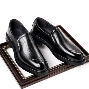 Nouvelles Chaussures Habillées en Cuir pour Hommes, Modèle Business, Noires, à Bout Pointu, Montantes (Over-the-Knee), Style Anglais, pour Mariage - Product Image 1