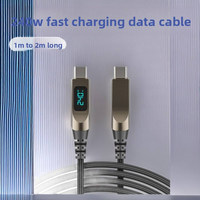 Kabel USB-C ke USB-C 240W dengan Layar Digital LED, Pengisian Cepat 6A, Kabel PD Berlapis, Inti Tembaga Murni, Chip E-Marker
