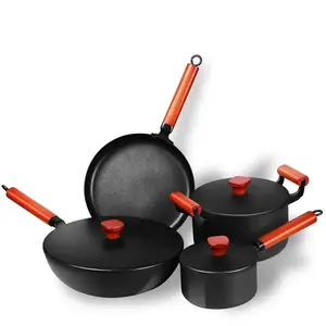 Vendas De Fábrica Conjunto De Panelas De Ferro Fundido Conjuntos De Panela De Frying Pan Non Stick Pot Set Panelas Cozinhar