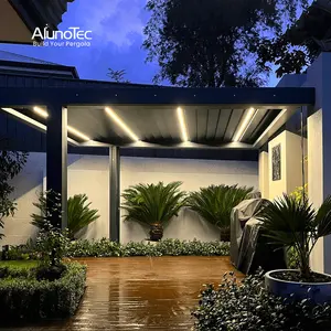 AlunoTec Aluminum Bioclimatic Villa Opening Pergola Modern Outdoor Furniture With Sliding Glass Doors