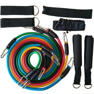 11 pcs set 100LB pulling rope fitness set resistance sport kits with Soft Handles Door Anchor And buggy Bag manufacturer