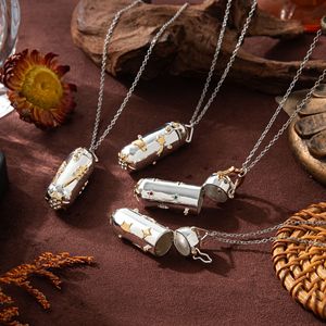 Collier médaillon vintage plaqué or véritable avec zircon coloré, motif <span class=keywords><strong>nuage</strong></span>, étoile, lune, fleur, bijou souvenir - Product Image 1