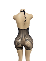 Tenue de danse de salon une pièce sexy à bretelles halter, ornée de strass et de dentelle, en Spandex/Nylon pour femme adulte W.E. En stock