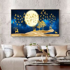 Nouvelle <span class=keywords><strong>Peinture</strong></span> sur Verre de Grande Taille, Motif Arbres Jaunes, <span class=keywords><strong>Aquarelle</strong></span> Moderne sur Toile, <span class=keywords><strong>Paysage</strong></span> pour Décoration de Salon - Product Image 3