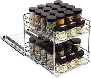 Organisateur de support à épices <span class=keywords><strong>coulissant</strong></span> OEM pour armoire Double rack <span class=keywords><strong>coulissant</strong></span> pour armoires de cuisine supérieures et placard garde-manger - Product Image 1