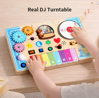 Piano en bois pour l'éveil des enfants, avec lumières LED et interrupteurs, planche d'activités de simulation de jeu de piano