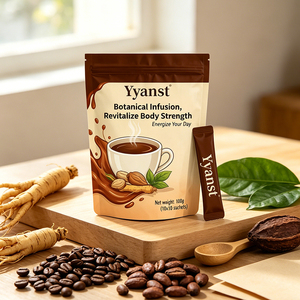 Café instantané à l'extrait botanique de ginseng naturel 10g*10 sachets, boisson pure et brute à base de plantes, sachet refermable Brown Splash - Product Image 4