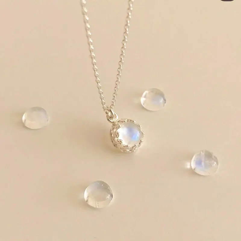 S925 sterling silver sample moonstone pendant necklace for women girls