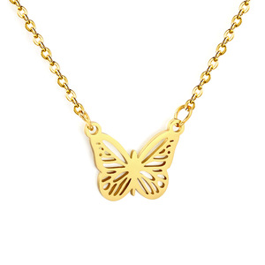 <b>Cross</b> Clavicle <b>Chain</b> Pendant 18k Gold Plated Geometric Necklace Casual Fashion Jewelry Zinc Alloy Butterfly Design - Product Image 5