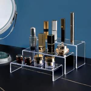 Support d'exposition rectangulaire transparent en acrylique AURORA, grand, à étagère unique, personnalisable, style Art Déco, poli, autoportant pour - Product Image 5