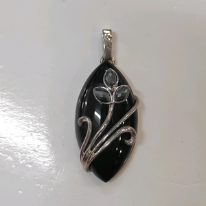 Pendentif en argent 925 avec agate noire - Product Image 1